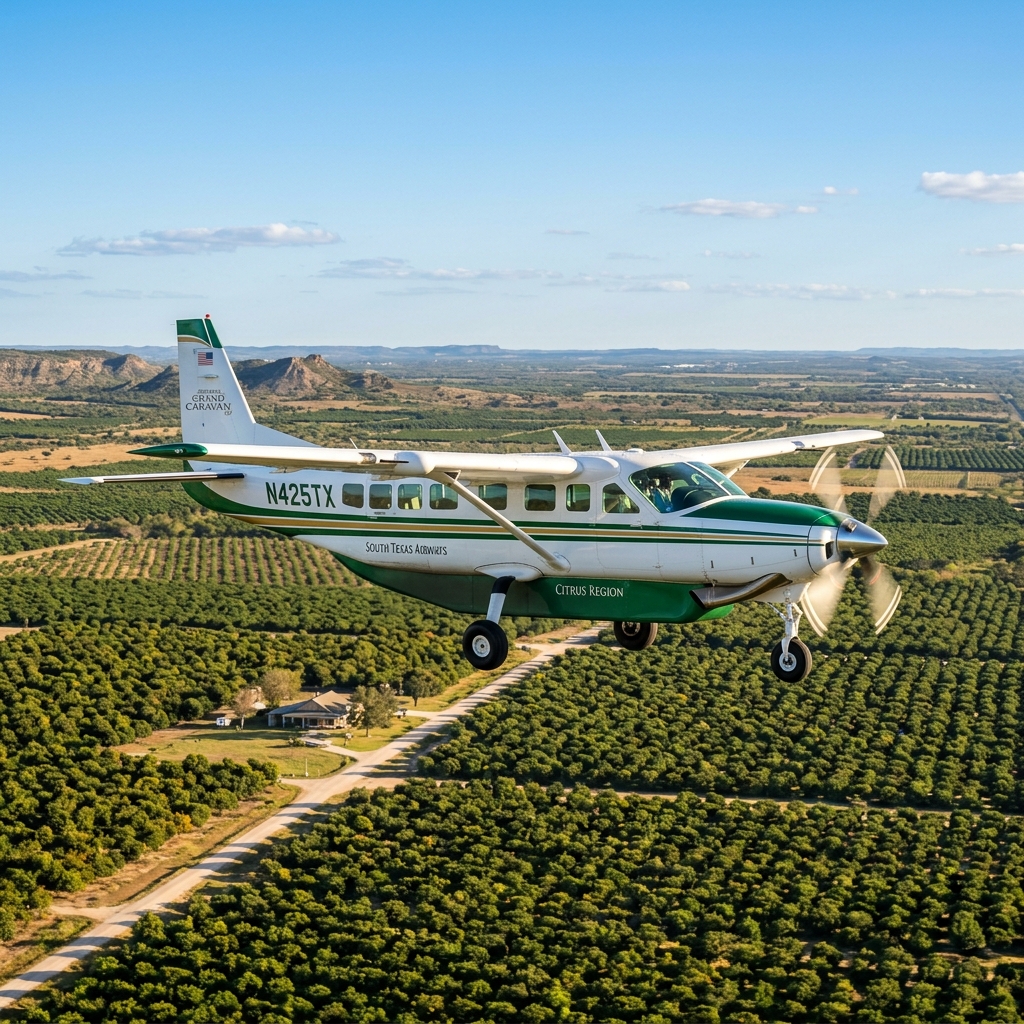 USDA Cessna Caravan over crop orchards